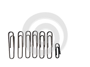 Large paper clips on a white background. Office supplies isolate. Paper fastening. Paper clips