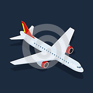 Large passenger Airplane 3d isometric illustration. Flat 3d isometric high quality transport.