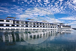Large passenger ship on a river cruise