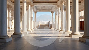 Large peristyle entrance with Greek columns