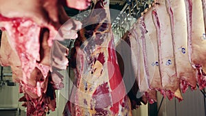 Large pieces of meat preserved in the storage space