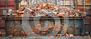 Large Pile of Bricks in Dumpster