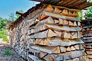 Large pile of firewood ready for winter