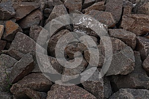 Large pile of granite rocks.