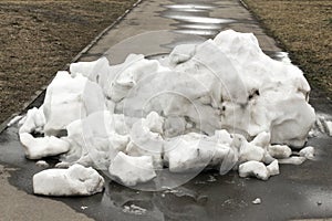 A large pile of snow