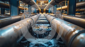 A large pipe with water flowing downwards