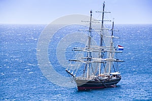 Large pirate style sail ship in the Caribbean