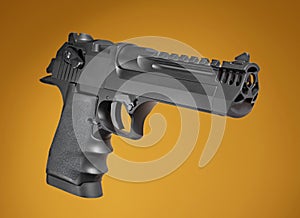 Large pistol on an orange background