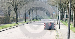 Large planter serving as a roadblock, enforcing the speedlimit of 30km/h photo