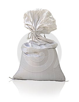 Large plastic sack on white background