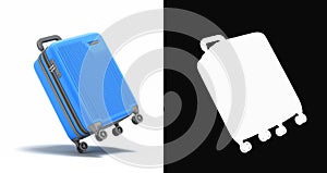 Large plastic travel suitcase with a combination lock and wheels 3d render on white with alpha