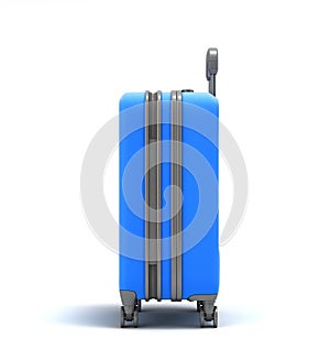 Large plastic travel suitcase with a combination lock and wheels left view 3d render on white