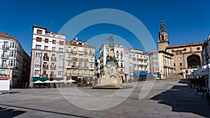 Large Plaza de la Virgen Blanca in the center of the historic square of the city of Vitoria, Spain. photo