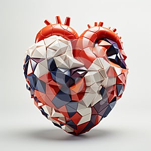 a large polyated heart with red, white and blue pieces