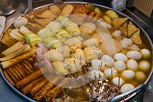 Large pot of oden, a Japanese winter dish