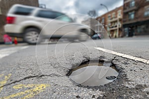 Large pothole in Montreal photo
