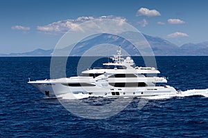 Large private motor yacht at sea