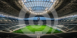 Large professional football stadium. Beautiful illustration picture. Generative AI