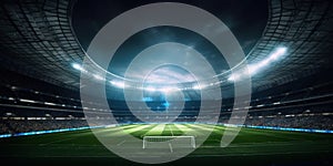 Large professional football stadium. Beautiful illustration picture. Generative AI