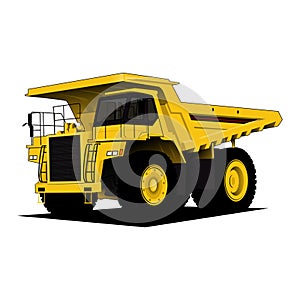 Large quarry dump truck on white background