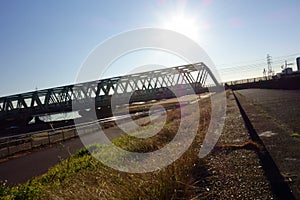 Large railway bridge for railway vehicles