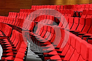Large recliners stand rows in an empty hall