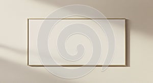 A large, rectangular, blank canvas is mounted on a neutral-colored wall. The frame is