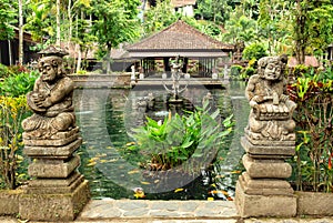 Large rectangular pond at the Gunung Kawi Sebatu Temple