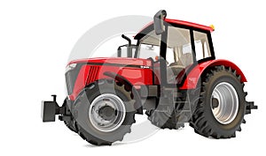 Large Red agricultural tractor isolated on a white background