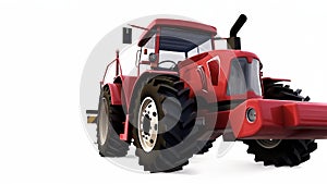 Large Red agricultural tractor isolated on a white background