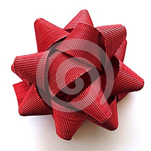 Large Red Isolated Bow against White Background