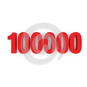 Large red number displaying 100000