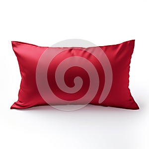 large red silk pillow on a white background