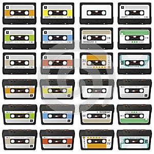 Large Retro Audio Tapes Collection - Vector Cassette Set