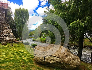 Big River Rock along Bank of Rio Tomebamba in Cuenca, Ecuador photo