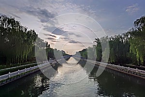 Charming scenery at dusk in summer