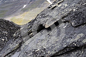 Large rock formation in Sarek National Park, Sweden.