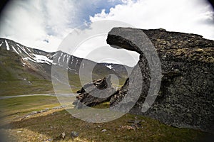 Large rock formation in Sarek National Park, Sweden.