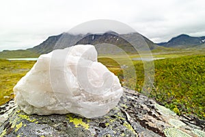 Large rock formation in Sarek National Park, Sweden.