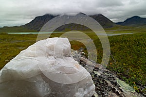 Large rock formation in Sarek National Park, Sweden.