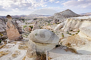 Rock formations at Zelve Cappadocia, Turkey.