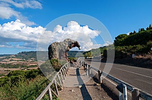 A large rock in the shape of an elephant on the island of Sardinia