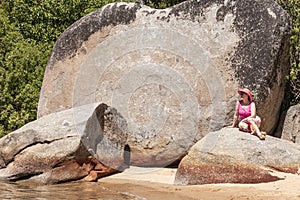 Large rock on the shore of Lake Tahoe