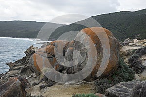 Large rocks in Blowholes sight in Torndirrup National Park near Albany