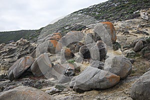 Large rocks in Blowholes sight in Torndirrup National Park near Albany photo