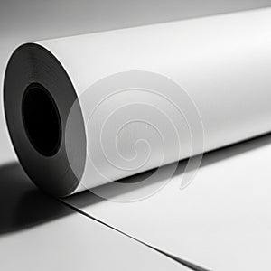 Roll of White Paper or Canvas on a White Background with Shadow material