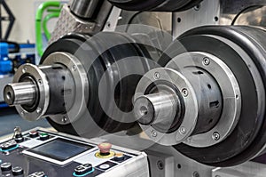 large rolls of the pipe bending machine are working