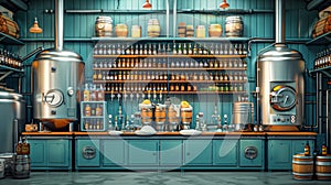 A large room with a lot of different types of alcohol, AI