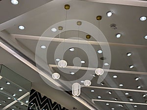 A Large Room With Multiple Ceiling Lights