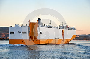 Large RORO ship or oceangoing vehicle carrier ship sailing